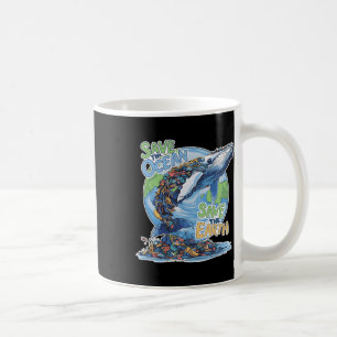Earth Day Save Planet Humpck Whale Recycle Plastic Coffee Mug