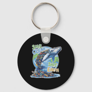 Earth Day Save Planet Humpck Whale Recycle Plastic Key Ring