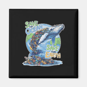 Earth Day Save Planet Humpck Whale Recycle Plastic Magnet