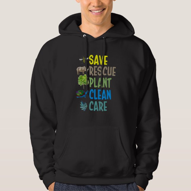 Earth Day Save rescue Plant Clean Care Turtle Anim Hoodie (Front)