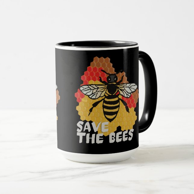 Earth Day, Save The Bees Mug (Front Right)