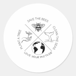 Earth Day Save The Bees Plant More Trees Clean The Classic Round Sticker