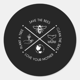 Earth Day Save The Bees Plant More Trees Clean The Classic Round Sticker
