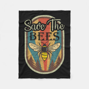 Earth Day Save The Bees Retro Graphic Earth Day Pa Fleece Blanket