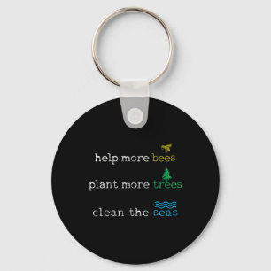 Earth Day - Save The Bees Seas And Plant Trees Shi Key Ring