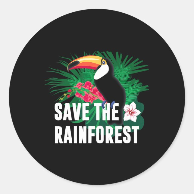 Earth Day Save The Rainforest  Classic Round Sticker (Front)