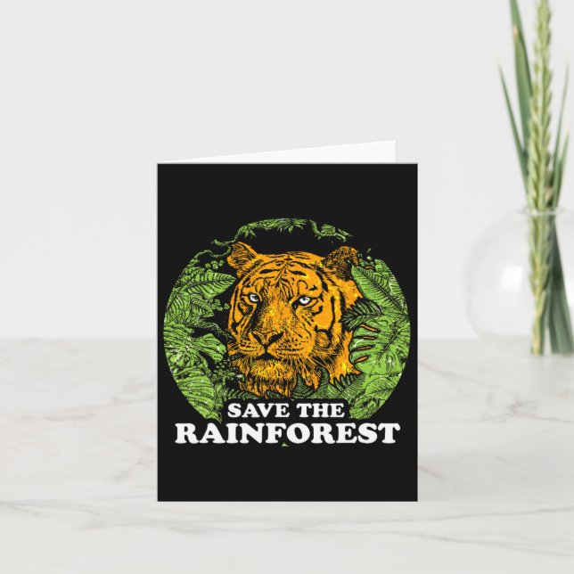 Earth Day Save The Rainforest Tiger Jungle  Card (Front)