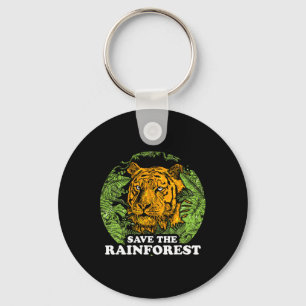 Earth Day Save The Rainforest Tiger Jungle Key Ring