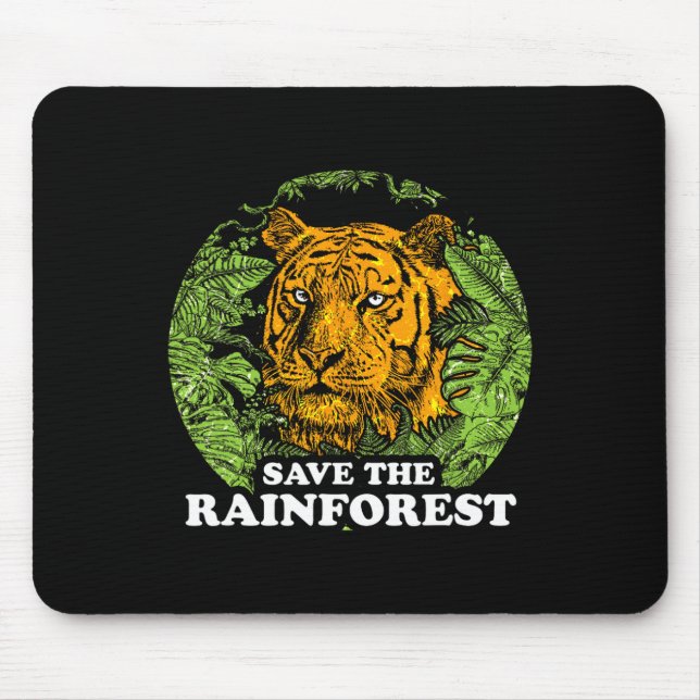 Earth Day Save The Rainforest Tiger Jungle  Mouse Mat (Front)