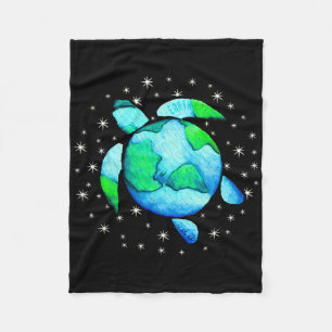 Earth Day Sea Turtle Art Fleece Blanket
