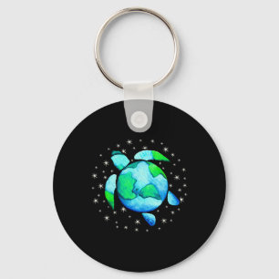 Earth Day Sea Turtle Art Key Ring