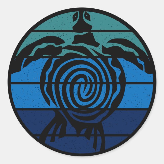 Earth Day, Sea Turtle, Clean the Ocean Classic Round Sticker (Front)