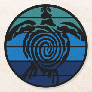 Earth Day, Sea Turtle, Clean the Ocean Round Paper Coaster
