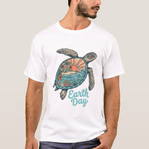 Earth Day Sea Turtle Vintage Engraving Shirt Desig