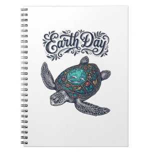 Earth Day Sea Turtle Vintage Engraving Shirt Desig Notebook