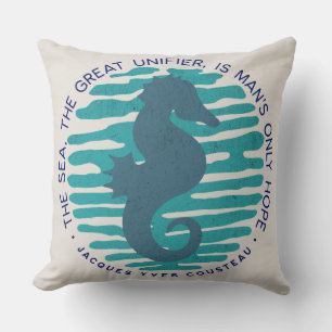 Earth Day, Seahorse and Waves, Clean The Ocean Cushion