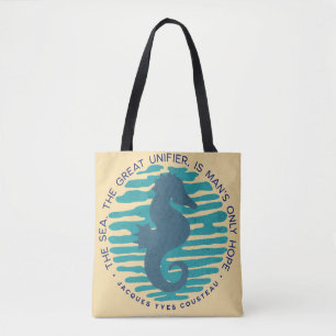Earth Day, Seahorse and Waves, Clean The Ocean Tote Bag