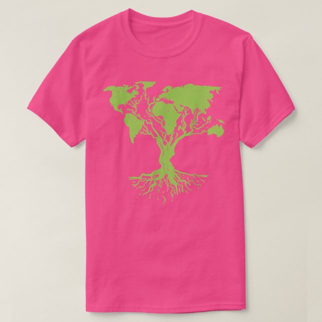 Earth Day Shirt Cute World Map Tree Pro Environmen (Design Front)