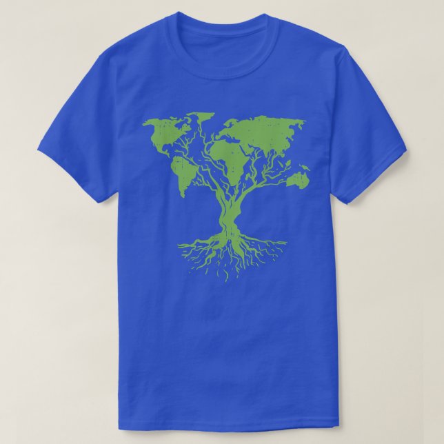 Earth Day Shirt Cute World Map Tree Pro Environmen (Design Front)