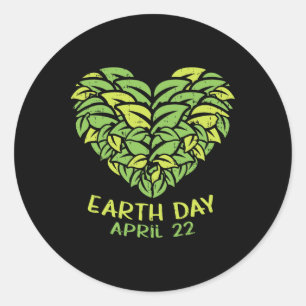 Earth Day Shirt Pro Environment Heart Plant Leaf A Classic Round Sticker