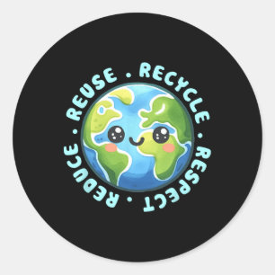 Earth Day Shirt Reduce Reuse Recycle And Respect Classic Round Sticker
