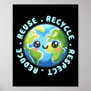 Earth Day Shirt Reduce Reuse Recycle And Respect  Poster