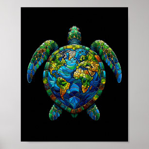 Earth Day Shirt Sea Turtle Save The Planet Women M Poster