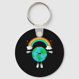 Earth Day Shirts Women Men Happy Earth Day Rainbow Key Ring