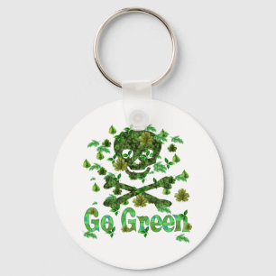 Earth Day Skull Key Ring