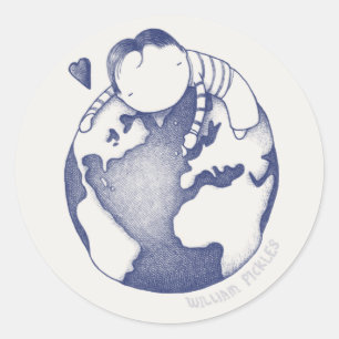 Earth Day Sticker - Blue on Cream