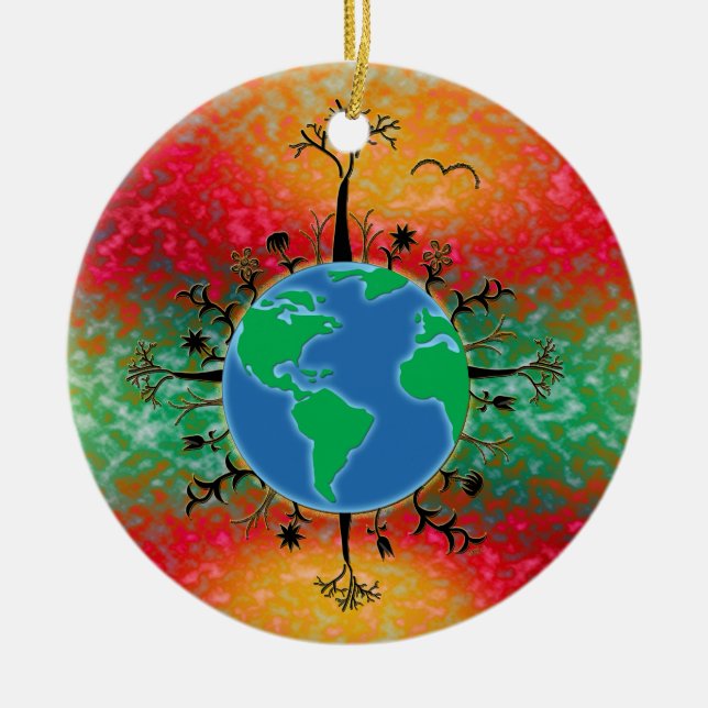 Earth Day ~ Sunrise Ceramic Tree Decoration (Front)