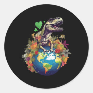 Earth Day T-rex For Toddlers Men Classic Round Sticker