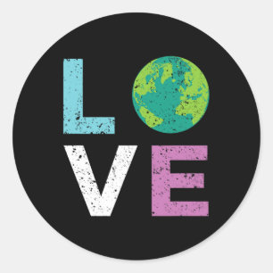 Earth Day T Shirt Love And The Earth Vintage Style Classic Round Sticker