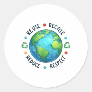 Earth Day Teacher Environment Day Recycle Earth Da Classic Round Sticker