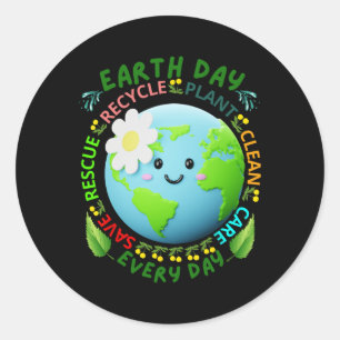 Earth Day Teacher Environment Day Recycle Earth Da Classic Round Sticker