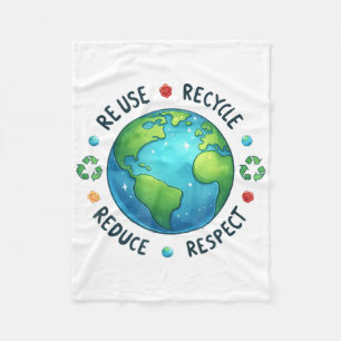 Earth Day Teacher Environment Day Recycle Earth Da Fleece Blanket