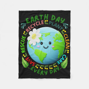 Earth Day Teacher Environment Day Recycle Earth Da Fleece Blanket