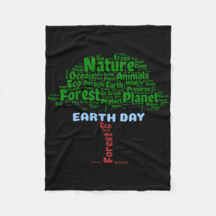 Earth Day Tree Nature Recycle Planet Go Green Eco- Fleece Blanket