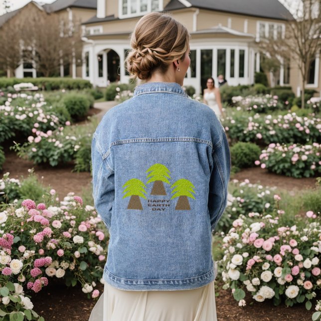 Earth Day Trees Denim Jacket (Wedding Back)