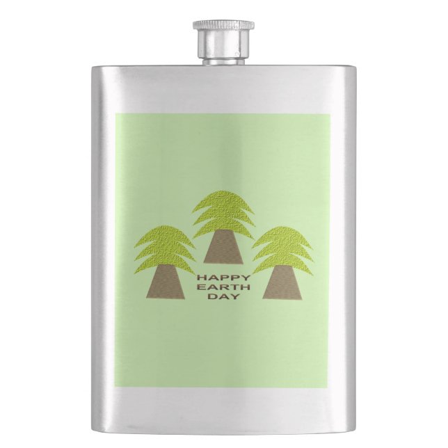 Earth Day Trees Hip Flask (Front)