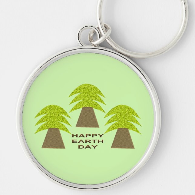 Earth Day Trees Key Ring (Front)