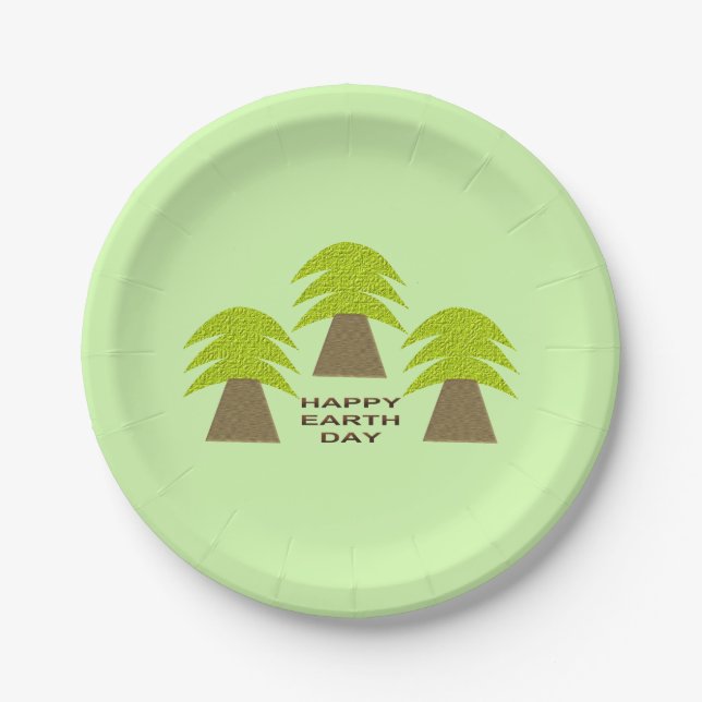 Earth Day Trees Paper Plate (Front)