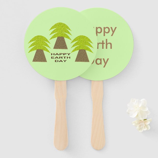 Earth Day Trees Personalised Hand Fan (Front and Back)