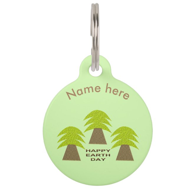 Earth Day Trees Personalised Pet Tag (Front)