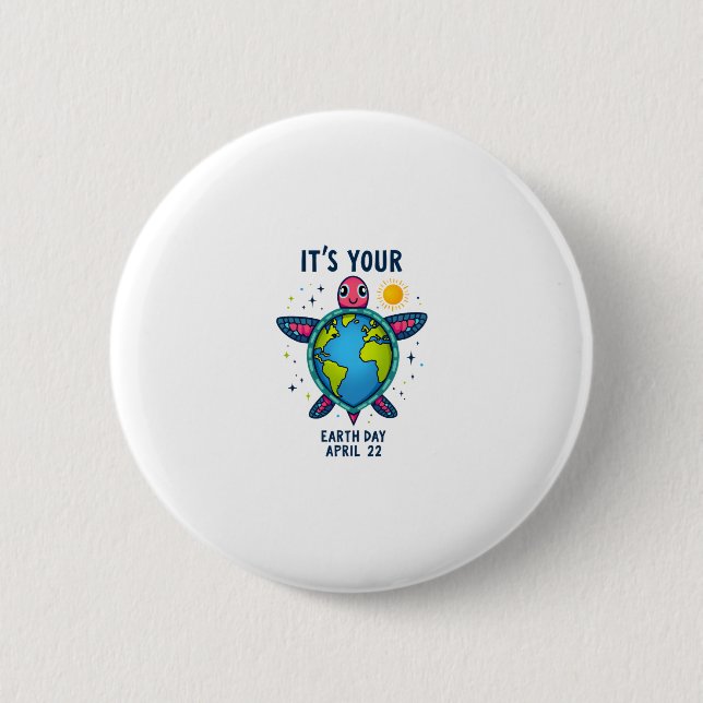 Earth Day Turtle Design April 22 For Nature Lovers 6 Cm Round Badge (Front)