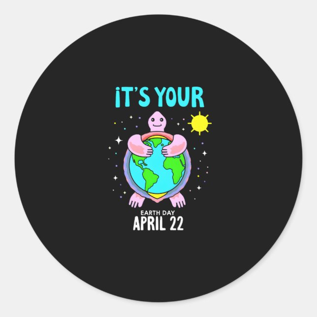 Earth Day Turtle Design April 22 For Nature Lovers Classic Round Sticker (Front)