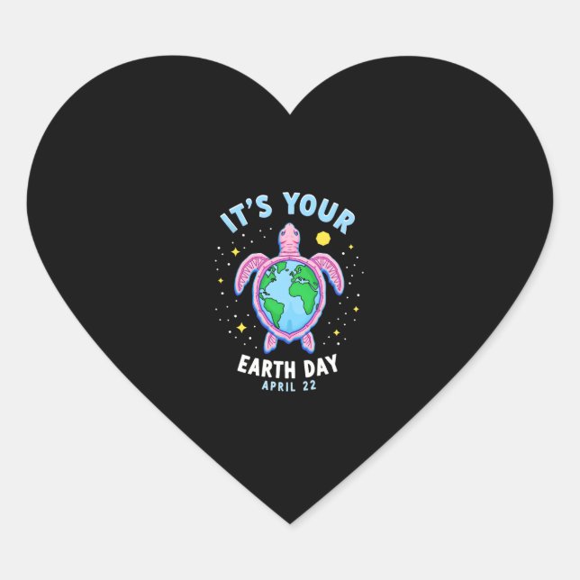 Earth Day Turtle Design April 22 For Nature Lovers Heart Sticker (Front)