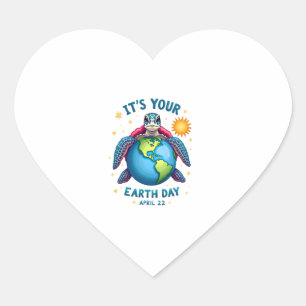 Earth Day Turtle Design April 22 For Nature Lovers Heart Sticker