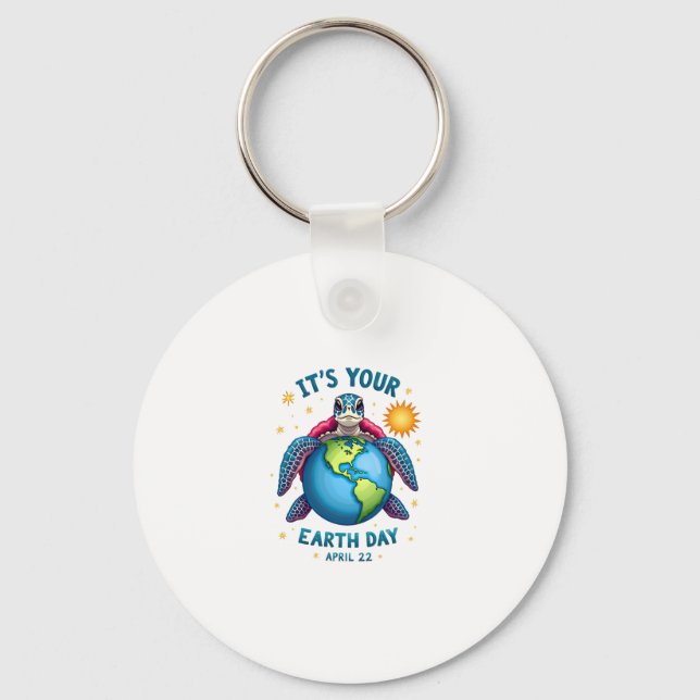 Earth Day Turtle Design April 22 For Nature Lovers Key Ring (Front)