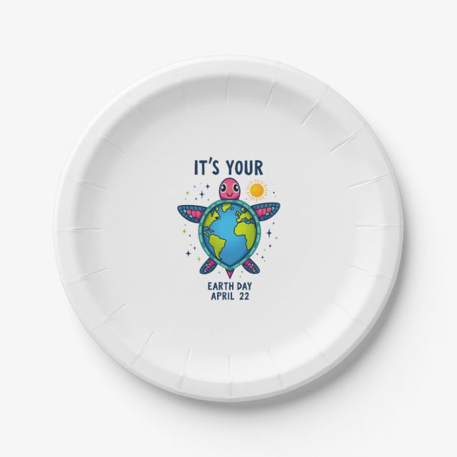 Earth Day Turtle Design April 22 For Nature Lovers Paper Plate (Front)